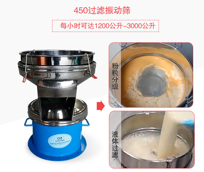 450過(guò)濾振動(dòng)篩粉狀，液體物料篩分過(guò)濾展示圖